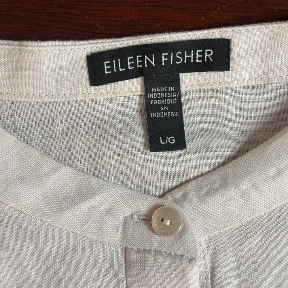 Eileen Fisher Womens Organic Linen Tunic Top Large Oversized Minimalist Coastal - Picture 3 of 7